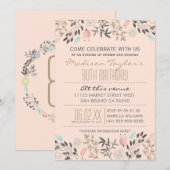 Invitation Fleurs fantaisies et diamants 80e anniversaire (Devant / Derrière)