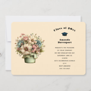 Invitation Fleurs Fantaisistes dans un Pot de Fleurs Mignon C