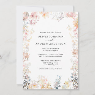 Invitation Fleurs Fantaisistes Élégantes et Modernes pour un