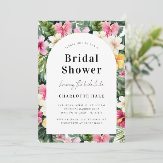 Invitation Fleurs Fête des mariées Florale (Debout devant)