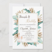 Invitation Fleurs Feuille Brunch & Fête des mariées Bubbly (Devant)