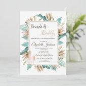 Invitation Fleurs Feuille Brunch & Fête des mariées Bubbly (Debout devant)