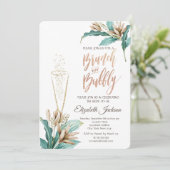 Invitation Fleurs Feuilles Fête des mariées en verre de Champ (Debout devant)