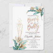 Invitation Fleurs Feuilles Fête des mariées en verre de Champ (Devant)