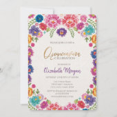 Invitation Fleurs Fiesta mexicaines Quinceañera (Devant)