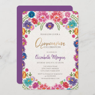 Invitation Fleurs Fiesta mexicaines Quinceañera