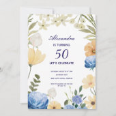 Invitation Fleurs fleurissent hydrangea coloré 50e anniversai (Devant)
