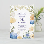 Invitation Fleurs fleurissent hydrangea coloré 50e anniversai (Debout devant)