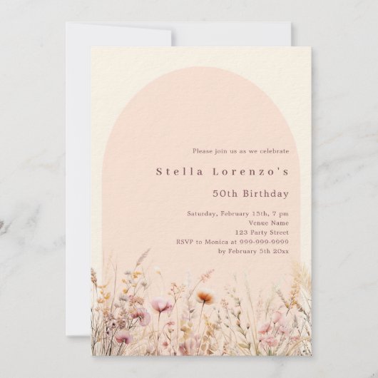 Invitation Fleurs fleurs sauvages beiges beige beige beige be (Devant)