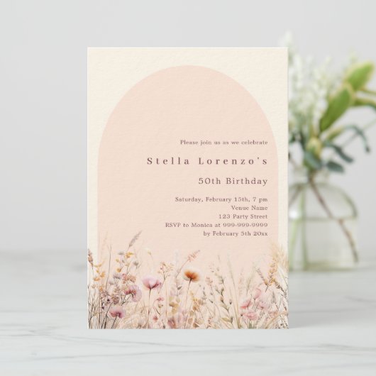Invitation Fleurs fleurs sauvages beiges beige beige beige be (Debout devant)