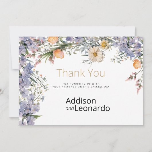 Invitation Fleurs fleurs sauvages de pays Merci rustique (Devant)