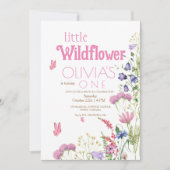 Invitation Fleurs fleurs sauvages rose 1er anniversaire (Devant)