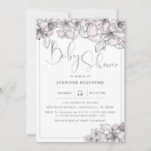 Invitation Fleurs florales à main rousse Baby Girl Douche (Devant)