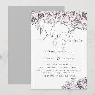 Invitation Fleurs florales à main rousse Baby Girl Douche