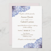 Invitation Fleurs florales blanches blanches lilas or mariage (Devant / Derrière)