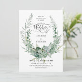 Invitation Fleurs florales, Branchement vert blanc personnali (Debout devant)