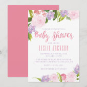 Invitation Fleurs florales d'aquarelle d'invitation de baby (Devant / Derrière)