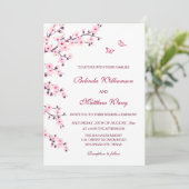 Invitation Fleurs florales de cerisiers Mariage rose blanc (Debout devant)