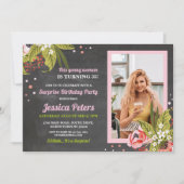 Invitation Fleurs florales de femmes de craie de rose (Devant)