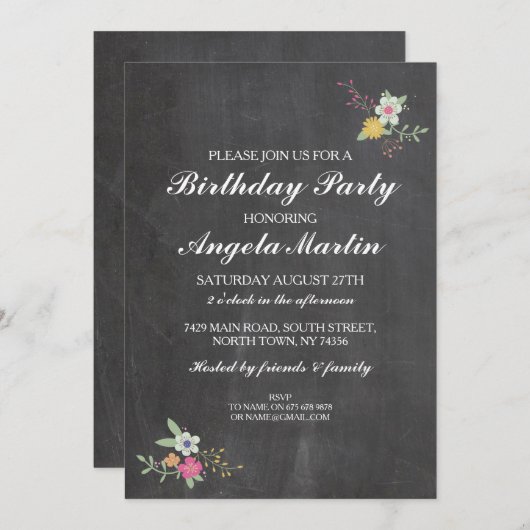 Invitation Fleurs florales de tableau de bord d'an (Devant / Derrière)