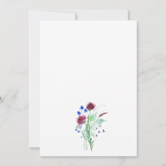 Invitation Fleurs florales écossaises de chardon Mariage rust (Dos)