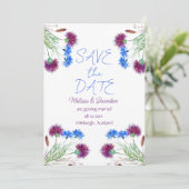 Invitation Fleurs florales écossaises de chardon Mariage rust (Debout devant)