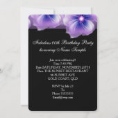 Invitation Fleurs Florales Fabuleuses Fête Violette Noire (Dos)