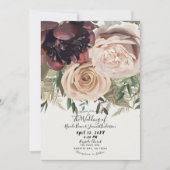 Invitation Fleurs florales floutantes glam Mariage botanique (Devant)