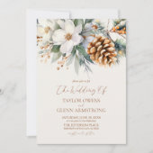 Invitation Fleurs florales hivernales Pine Tree Cone Mariage (Devant)