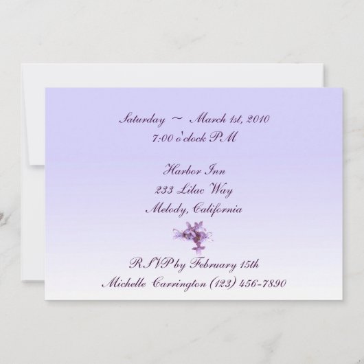 Invitation Fleurs florales Lilac (Dos)