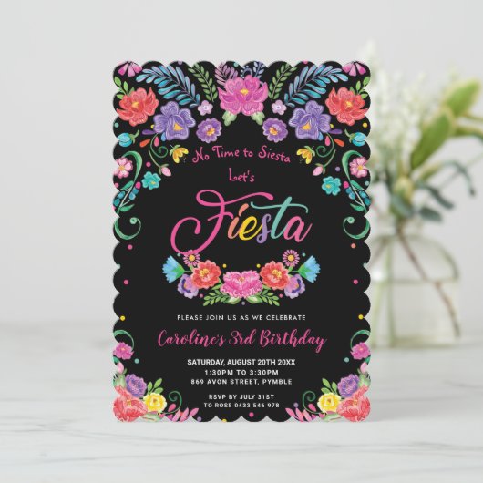 Invitation Fleurs florales mexicaines fête d'anniversaire (Debout devant)