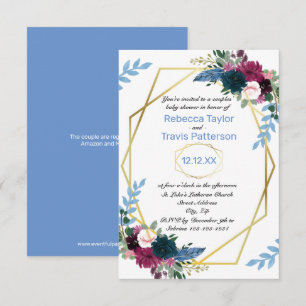 Invitation Fleurs Florales Mod Bleu V - Baby Shower pour coup