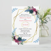 Invitation Fleurs Florales Mod Rose V - Dîner de Répétition (Debout devant)