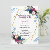Invitation Fleurs Florales Mod Vert Prune - Enterrement de Vi (Debout devant)