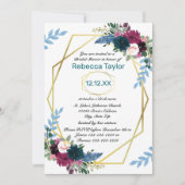 Invitation Fleurs Florales Mod Vert Turquoise - Réception de (Devant)