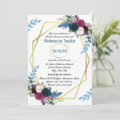 Invitation Fleurs Florales Mod Vert Turquoise - Réception de (Debout devant)