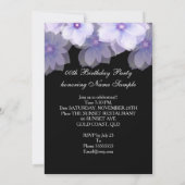 Invitation Fleurs florales Purple Lilac Noir fête d'anniversa (Dos)