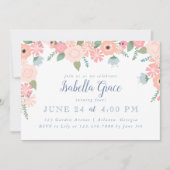 Invitation Fleurs florales roses fête d'anniversaire (Devant)