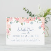 Invitation Fleurs florales roses fête d'anniversaire (Debout devant)