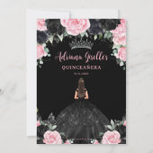 Invitation Fleurs florales roses noires Roses Robe Quinceaner (Dos)