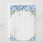 Invitation Fleurs florales rustiques Bleues 70e anniversaire (Dos)