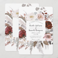 Fleurs Florales Rustiques Rouge Gris Feuillage Mar