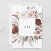 Invitation Fleurs Florales Rustiques Rouge Gris Feuillage Mar (Dos)