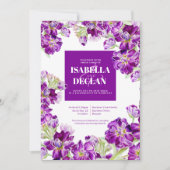 Invitation Fleurs florales stocks violet mariage d'aquarelle (Devant)