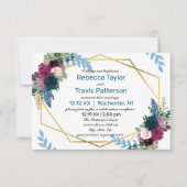 Invitation Fleurs Florales Teinte de Teal -3x5 Mariage Annonc (Devant)