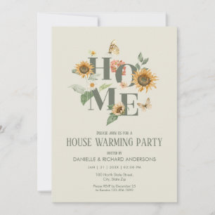Invitation Fleurs Florales Vert Sauge Fête de Chauffage de Ma