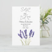 Invitation Fleurs florales violettes de lavande Mariage rusti (Debout devant)