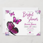 Invitation Fleurs florales violettes Fête des mariées papillo (Devant)