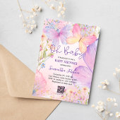 Invitation Fleurs florales violettes petit baby shower papill