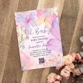 Invitation Fleurs florales violettes petit baby shower papill